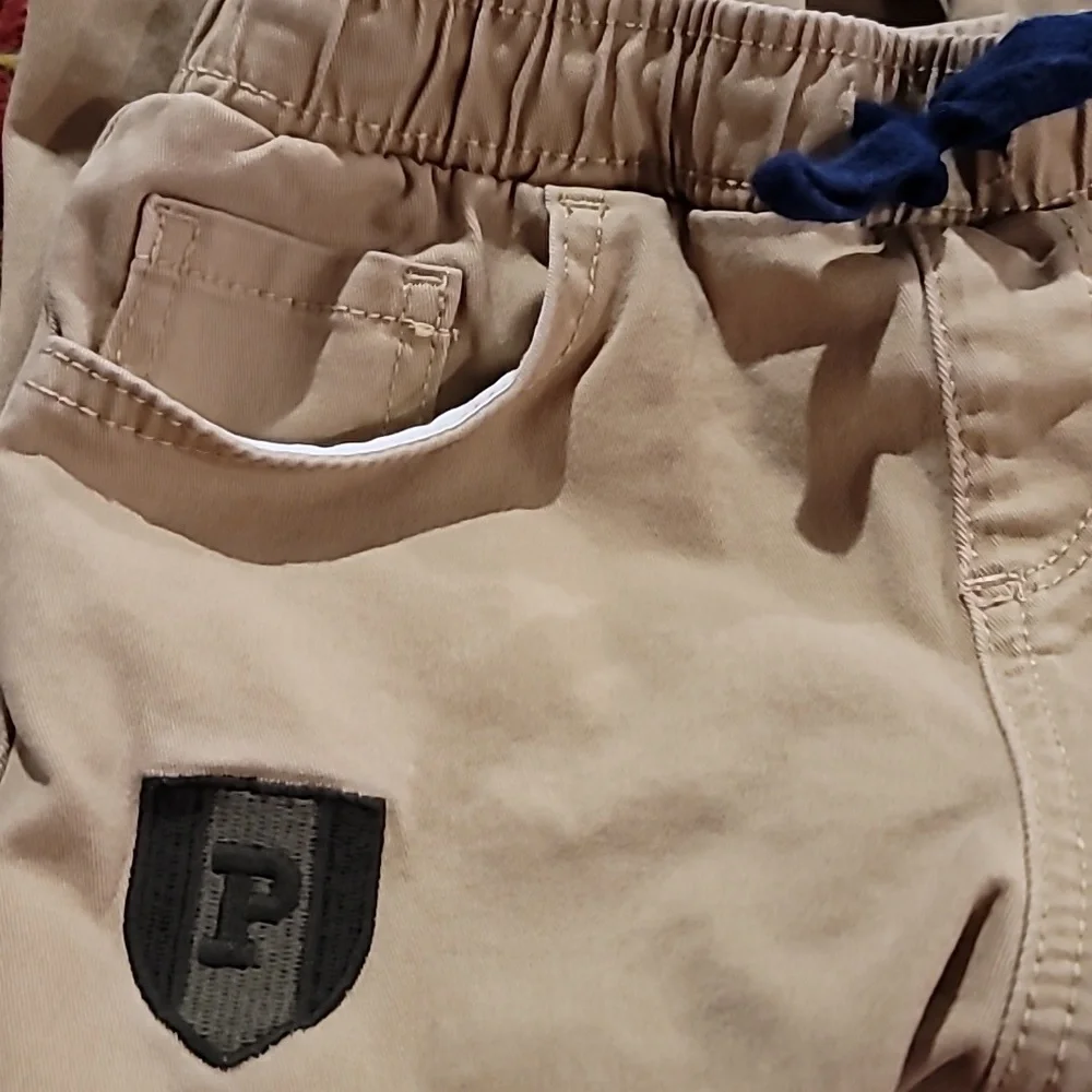 US Polo Assn pants boys M (8) khaki elastic waist straight leg 5 pockets